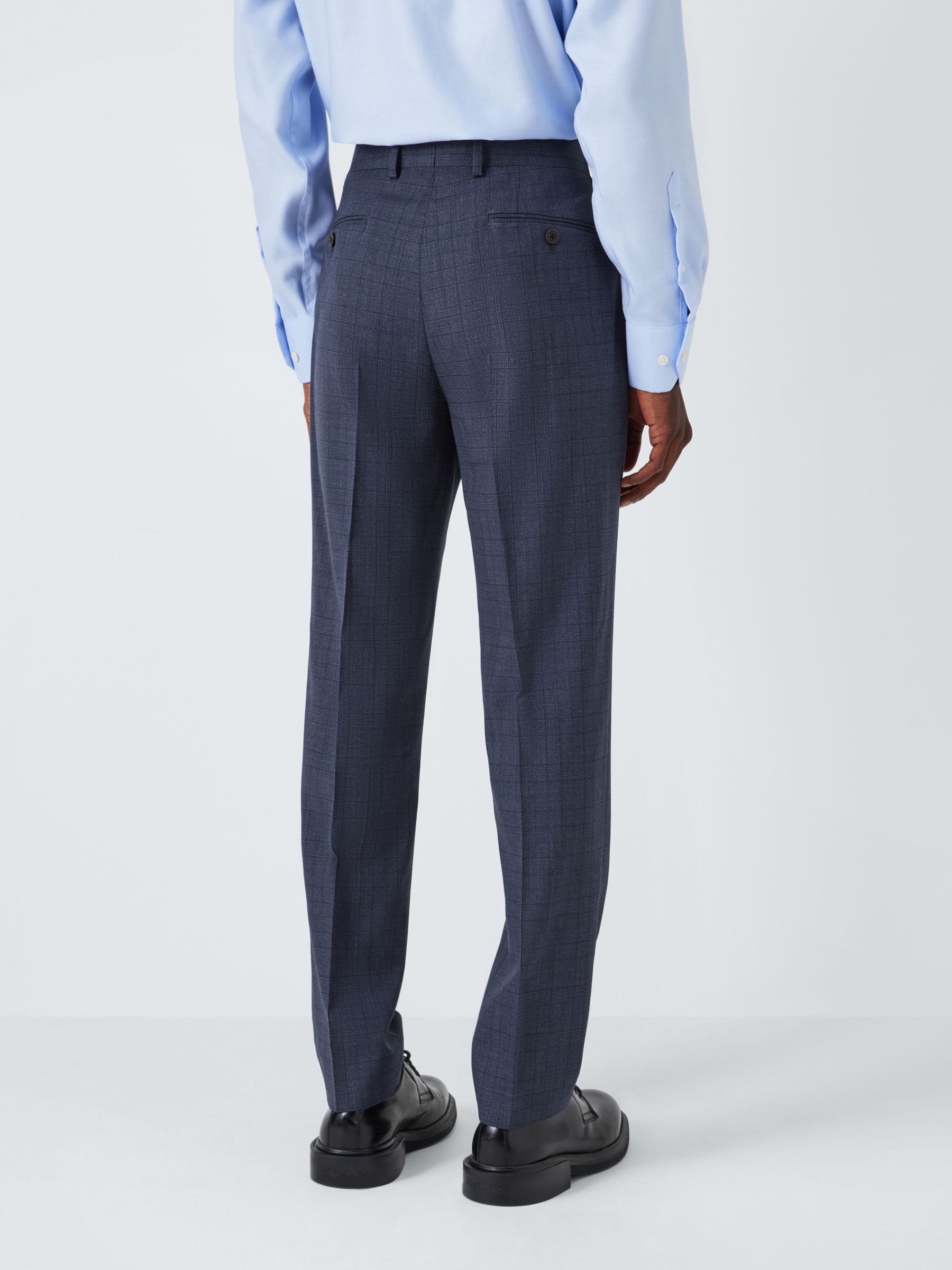 John Lewis Culford Regular Fit Check Wool Suit Trousers, Navy, 34S