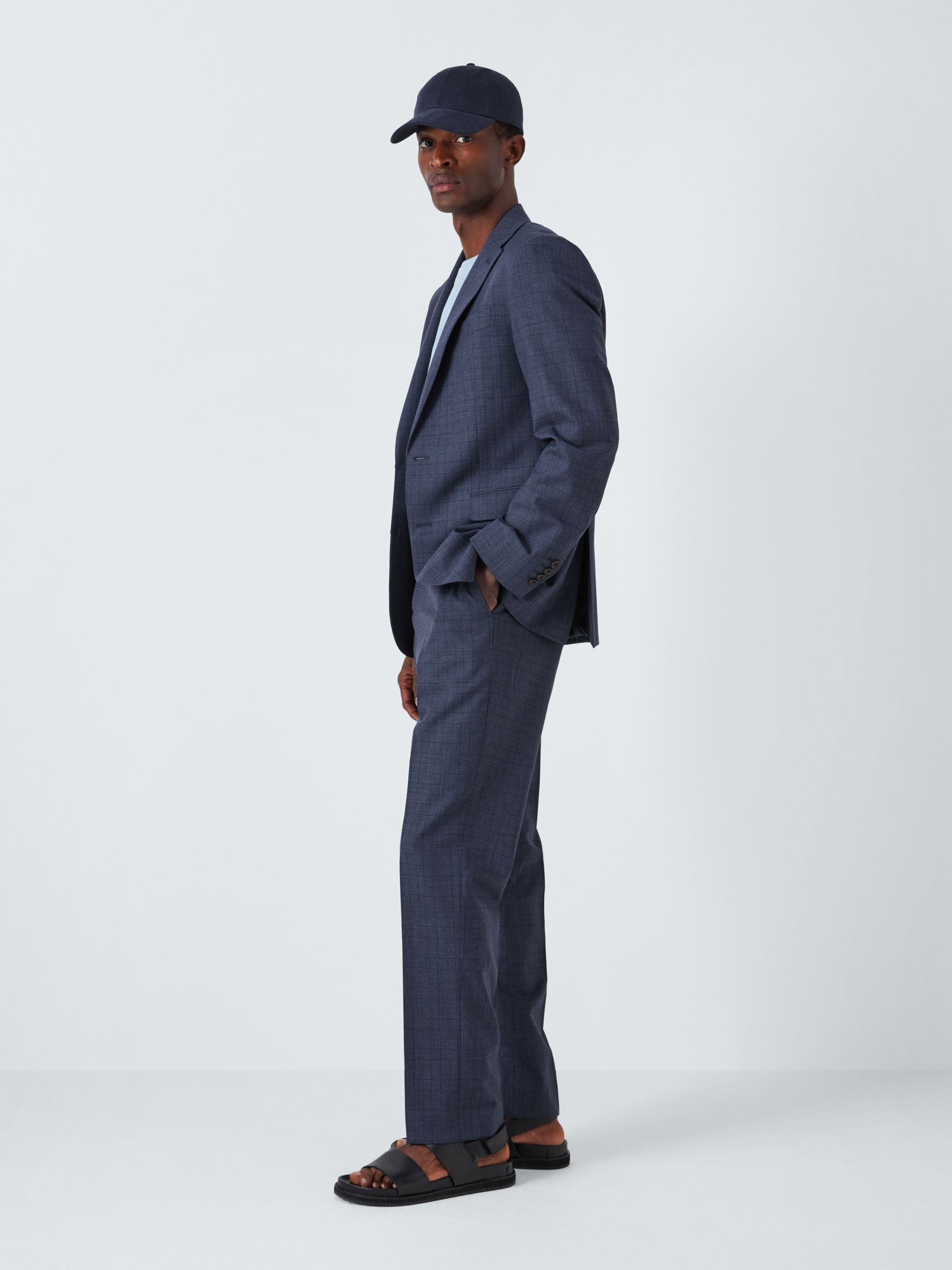 Buy John Lewis Culford Regular Fit Check Wool Suit Trousers, Navy Online at johnlewis.com