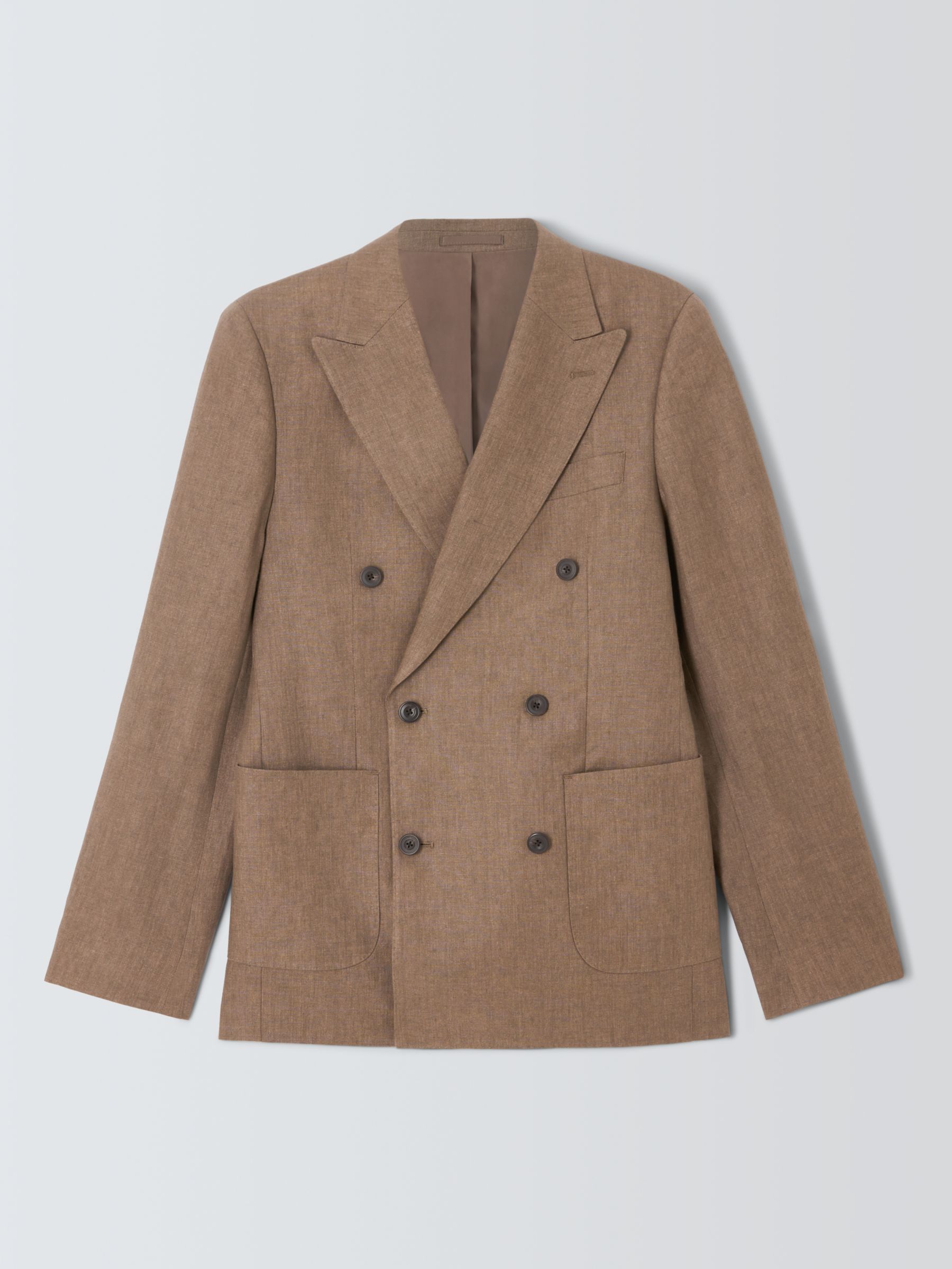 John Lewis Cambridge Regular Fit Double Breasted Suit Jacket, Brown, 40R