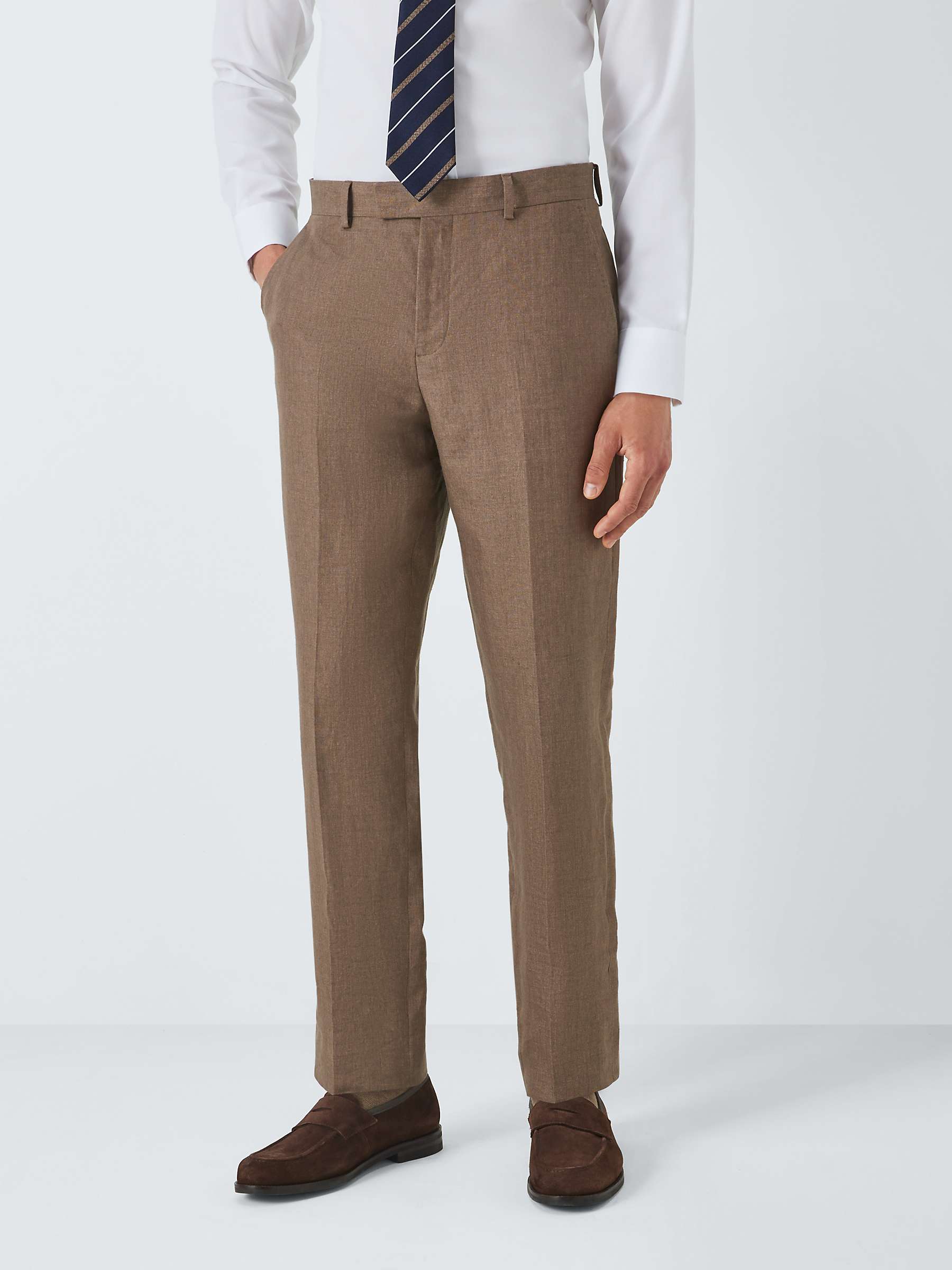 Buy John Lewis Cambridge Linen Regular Fit Trousers, Brown Online at johnlewis.com