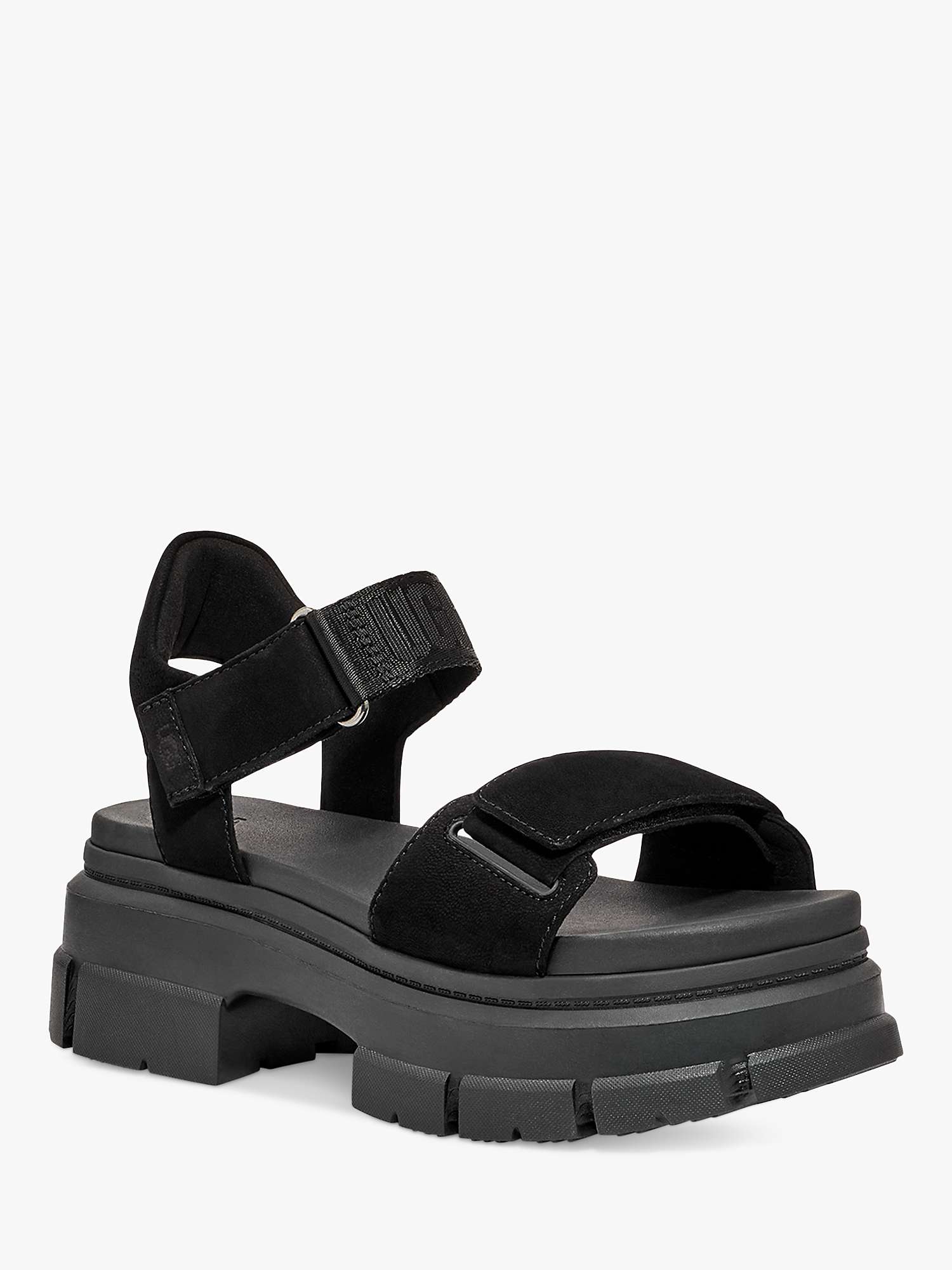Buy UGG Ashton Nubuck Chunky Sole Sandals, Black Online at johnlewis.com