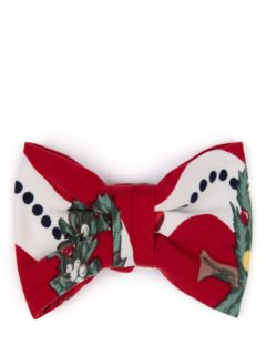 Chelsea Peers Wreath & Tree Stripe Print Dog Bow Tie, Red/Multi, One Size