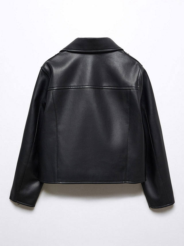 Mango Kids' Galia Faux Leather Jacket, Black
