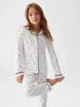 Mango Kids' Luna Moon & Star Print Pyjama Set, Natural White