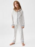 Mango Kids' Luna Moon & Star Print Pyjama Set, Natural White