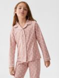 Mango Kids' Prado Floral Print Pyjama Set, Pink