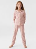 Mango Kids' Prado Floral Print Pyjama Set, Pink