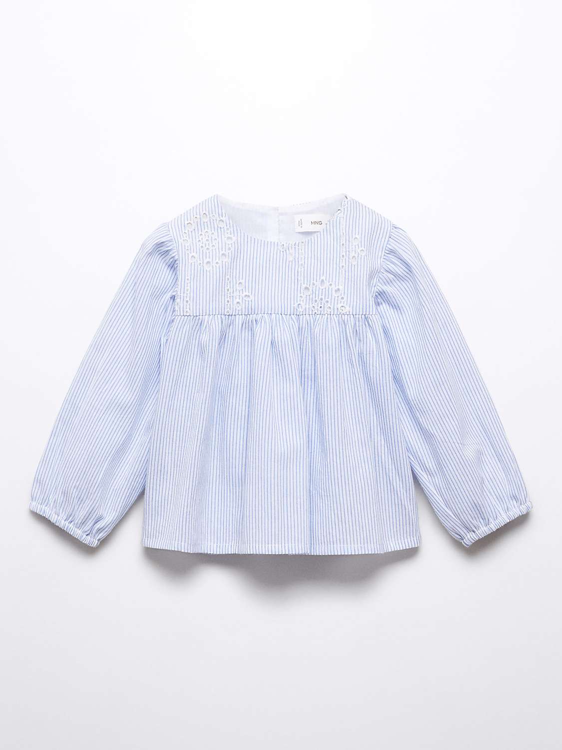 Buy Mango Baby Asia Embroidered Stripe Blouse, Light Pastel Blue Online at johnlewis.com