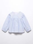Mango Baby Asia Embroidered Stripe Blouse, Light Pastel Blue