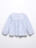 Mango Baby Asia Embroidered Stripe Blouse, Light Pastel Blue