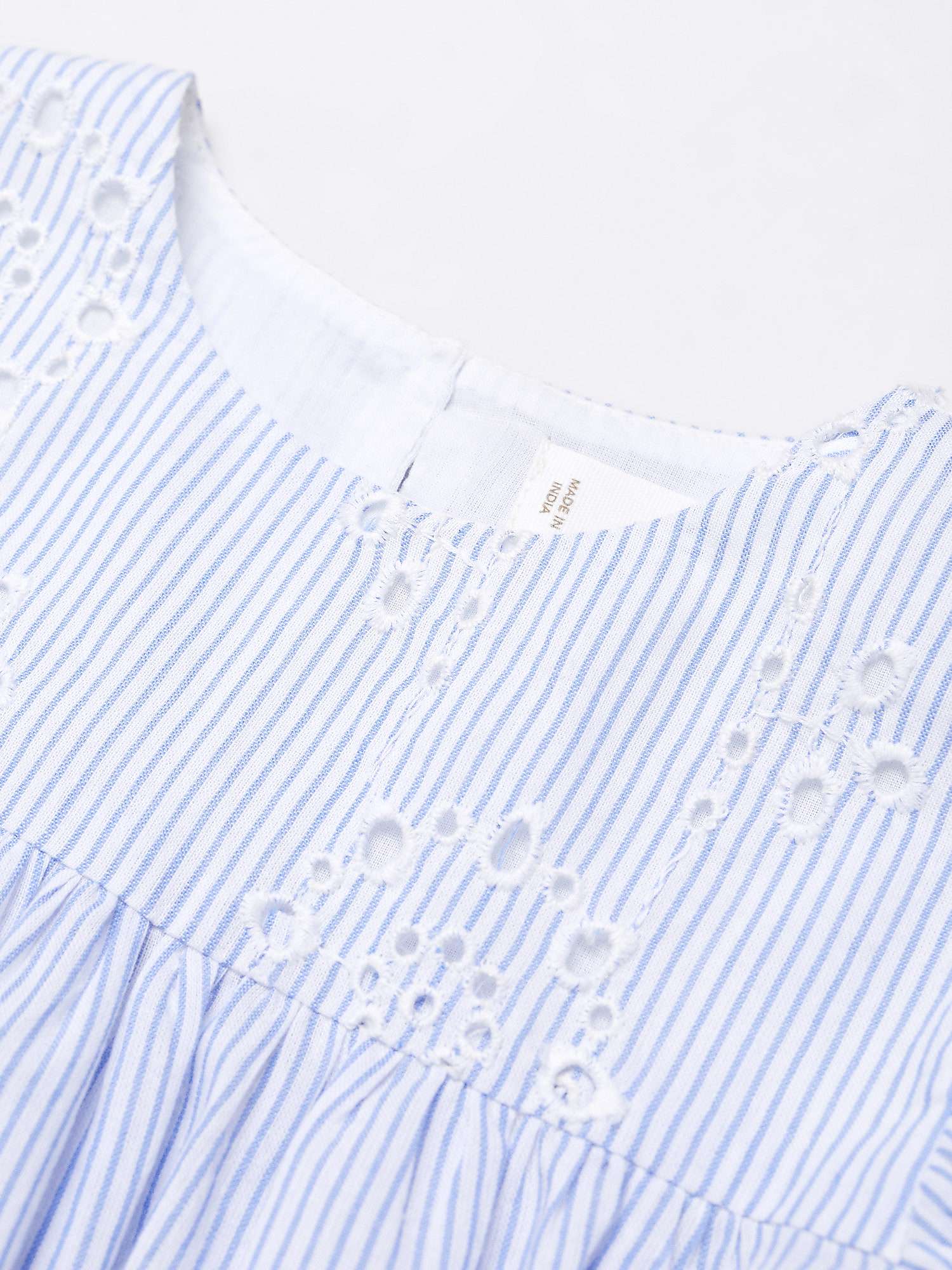 Buy Mango Baby Asia Embroidered Stripe Blouse, Light Pastel Blue Online at johnlewis.com