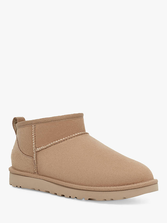 UGG Classic Ultra Mini Sheepskin and Suede Ankle Boots, Sand