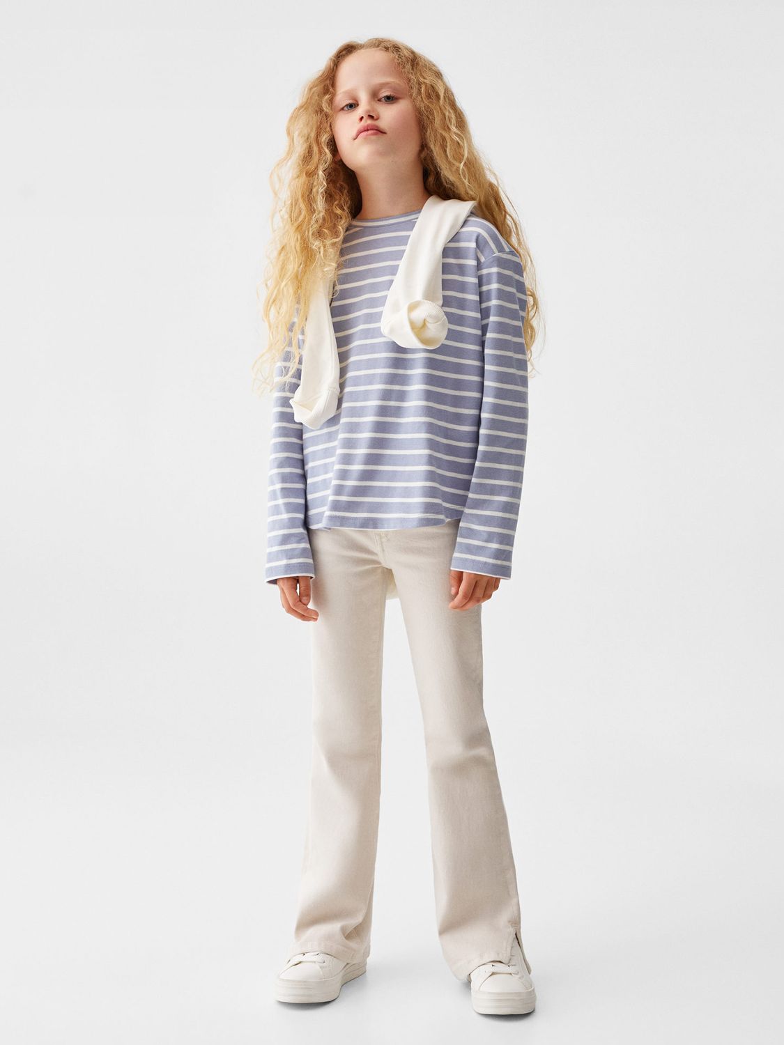 Buy Mango Kids' Stripe Cotton Long Sleeve T-Shirt, Medium Blue Online at johnlewis.com