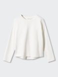 Mango Kids' Basic Cotton Long Sleeve T-Shirt, Natural White