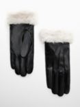 Mango Otto Faux Fur Wrist Gloves, Black