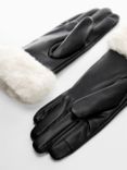 Mango Otto Faux Fur Wrist Gloves, Black
