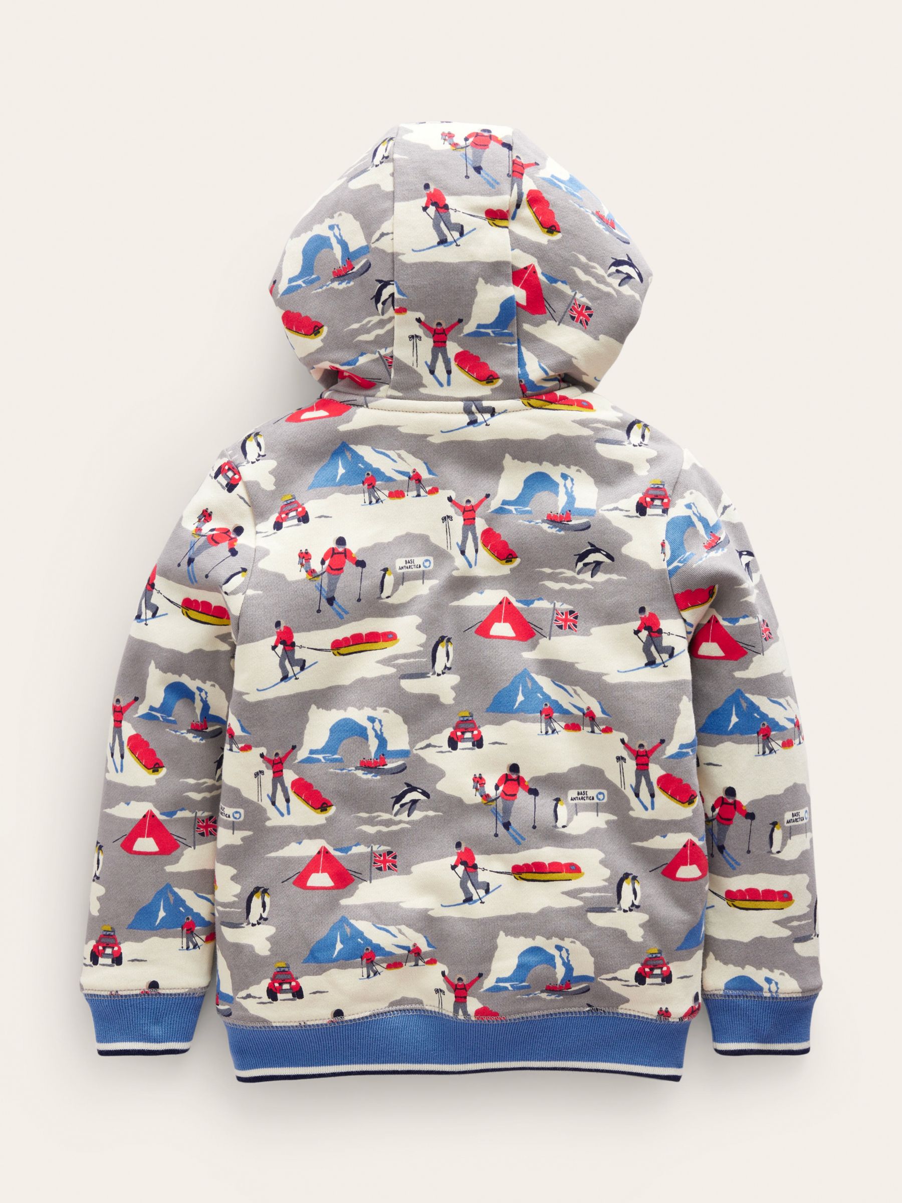 Mini Boden Kids' Ski Print Shaggy Lined Zip Through Hoodie, Grey Arctic  Explorer, 2-3 years
