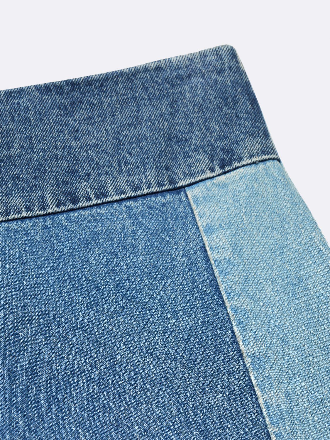 Mango Saige Patchwork Denim Skirt, Open Blue at John Lewis & Partners