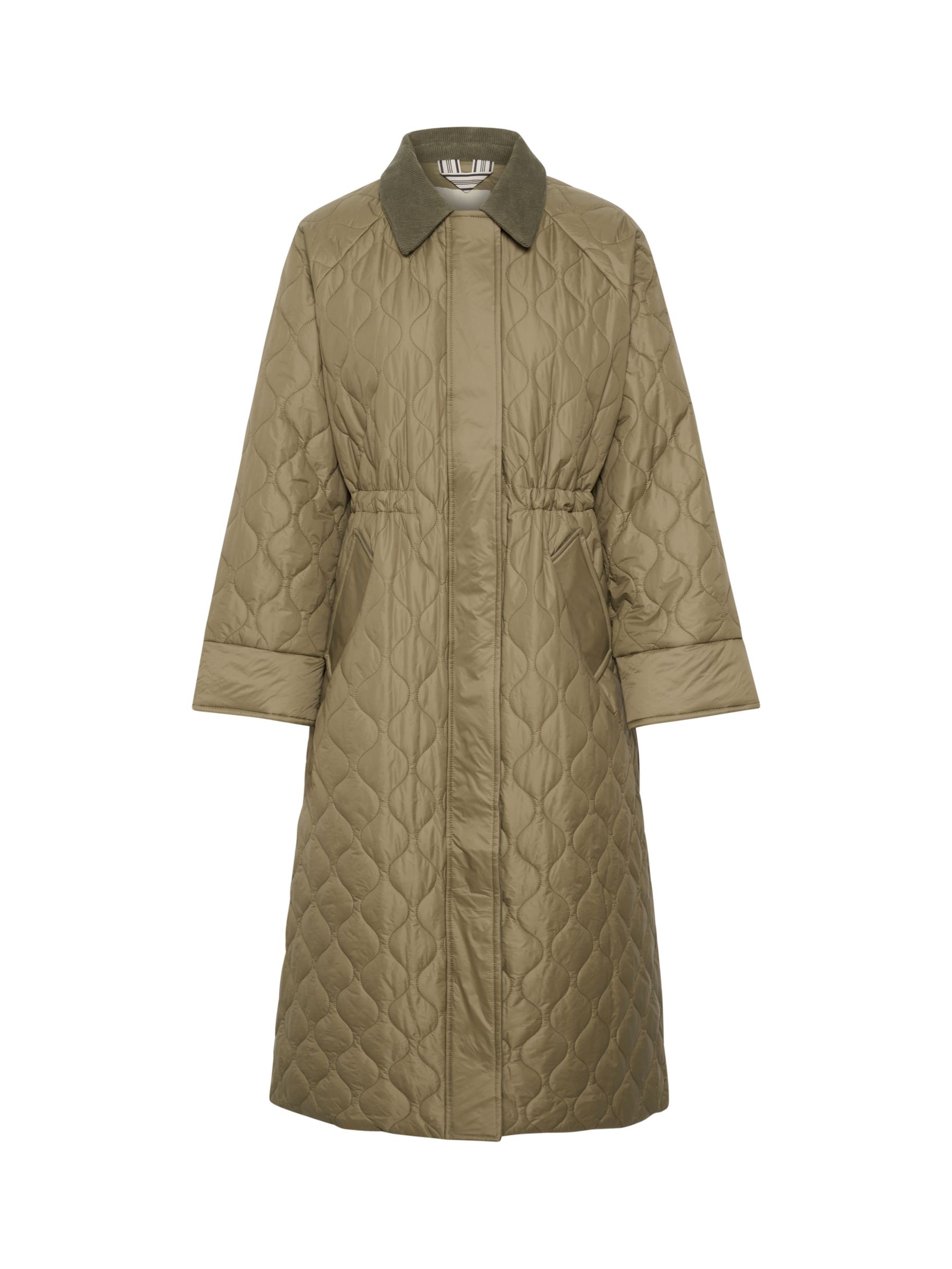 Part Two Elisa Longline Quilted Coat, Dusky Green at John Lewis & Partners