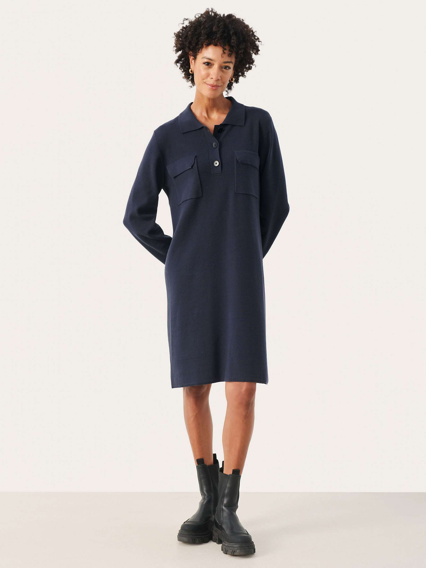 Buy Part Two Feliza Knit Organic Cotton Blend Dress, Dark Navy Online at johnlewis.com