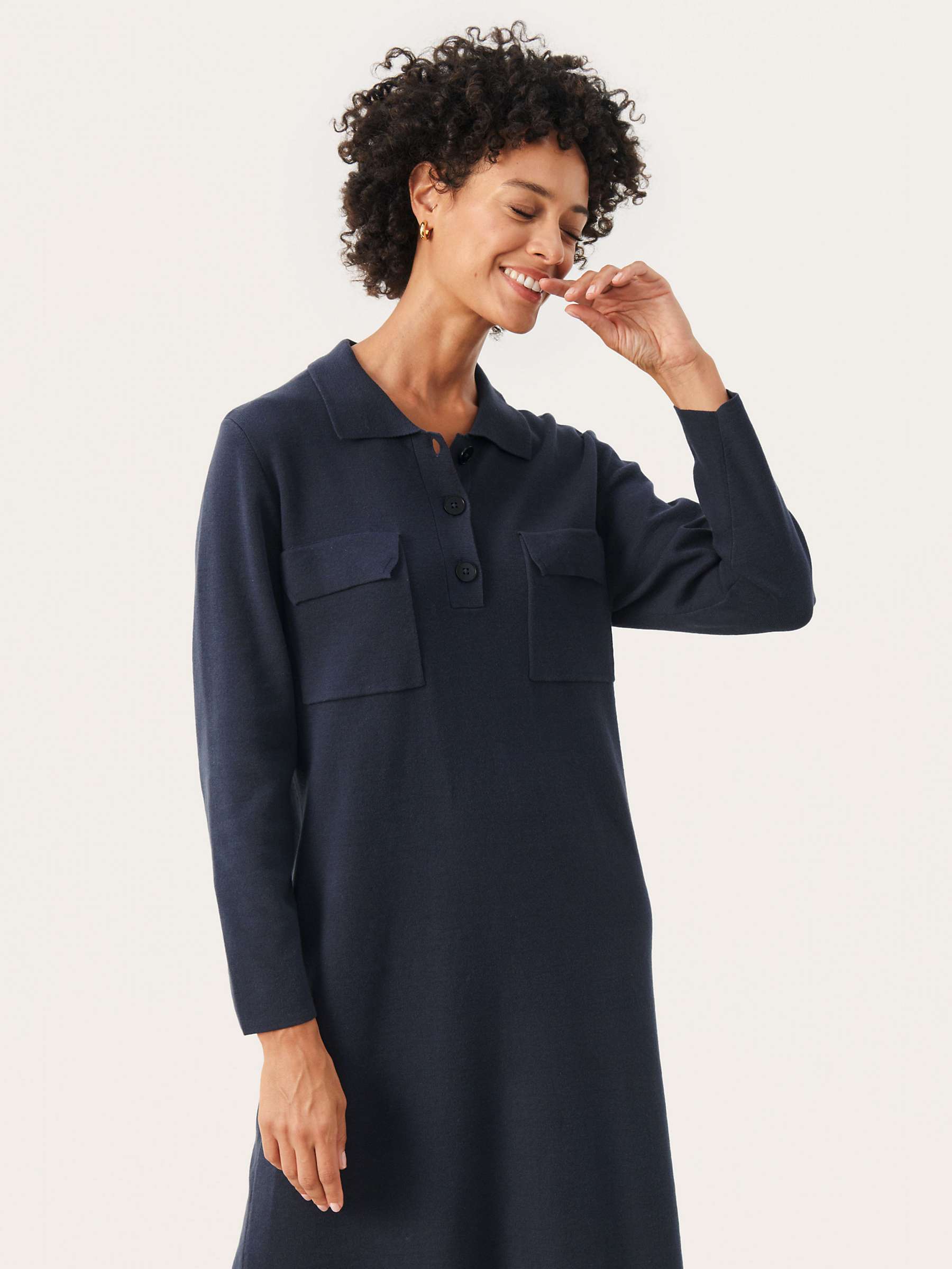 Buy Part Two Feliza Knit Organic Cotton Blend Dress, Dark Navy Online at johnlewis.com