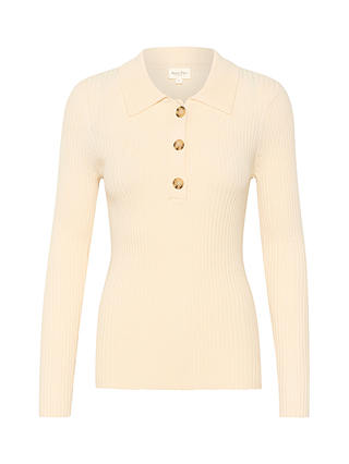Part Two Feride Rib Knit Collared Top, Cream