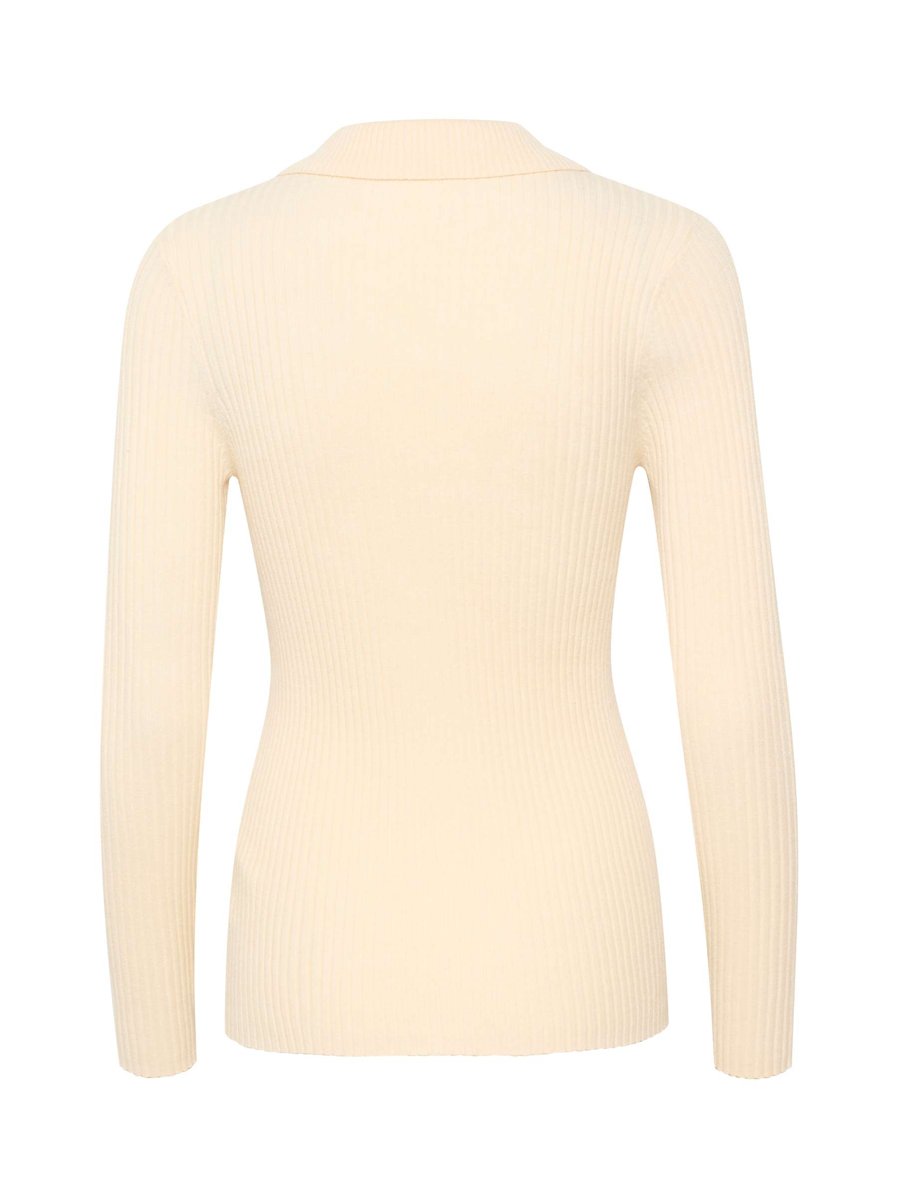 Buy Part Two Feride Rib Knit Collared Top, Cream Online at johnlewis.com