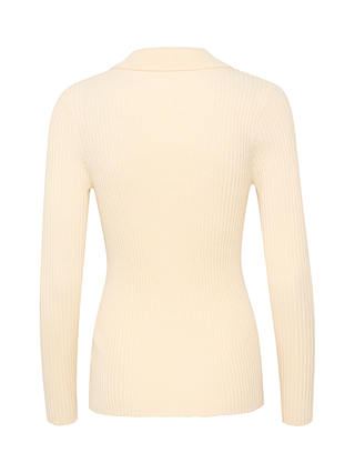 Part Two Feride Rib Knit Collared Top, Cream