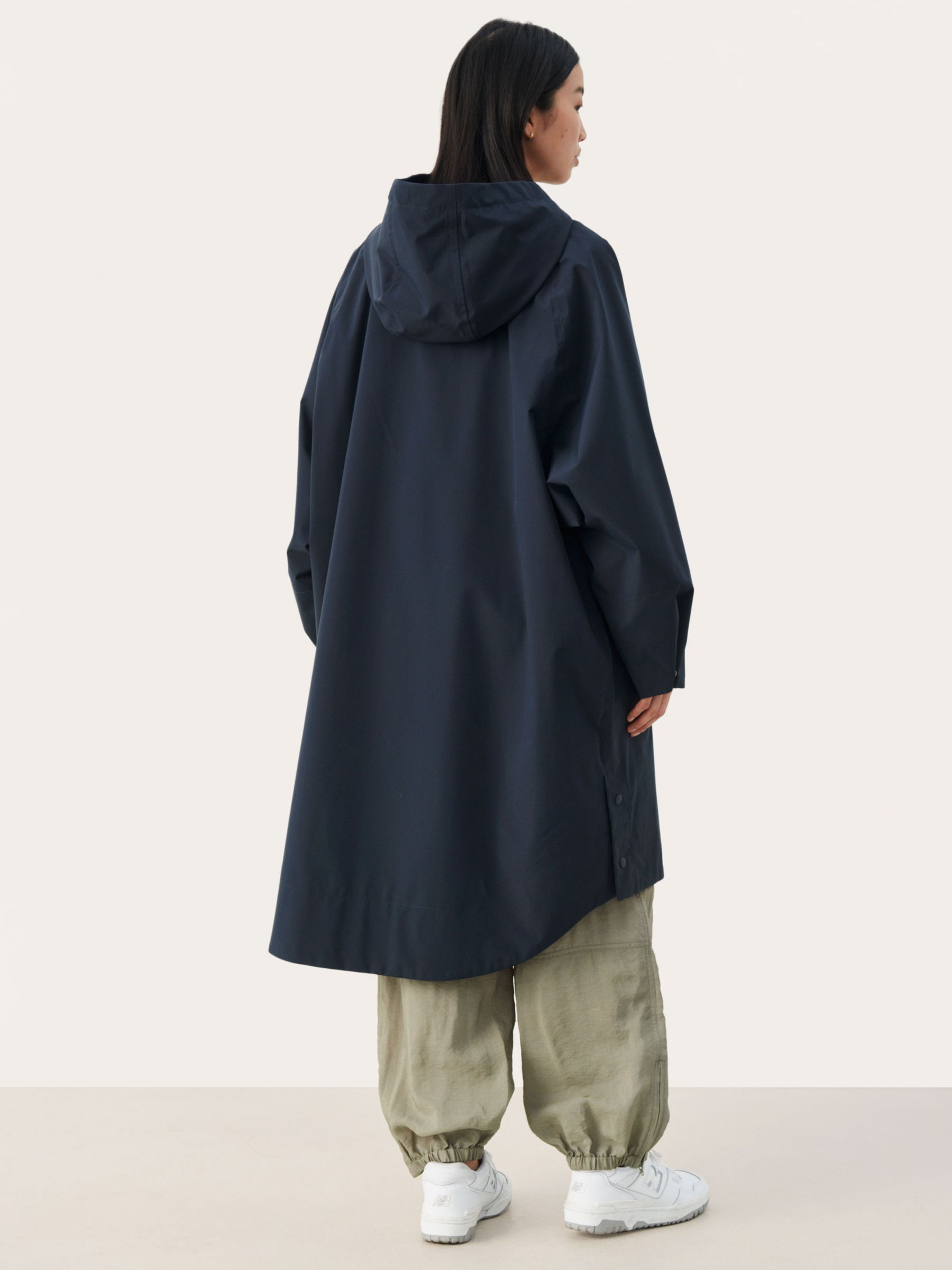 Part Two Emmy Hooded Relaxed Fit Coat, Dark Navy at John Lewis & Partners