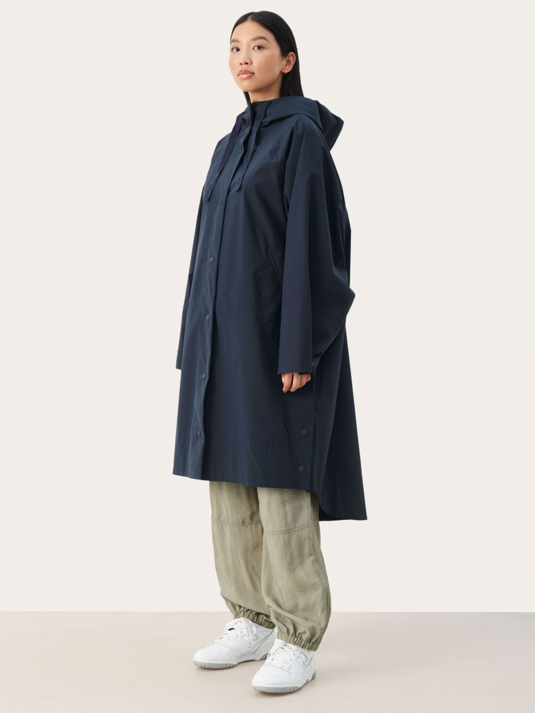 Part Two Emmy Hooded Relaxed Fit Coat, Dark Navy at John Lewis & Partners