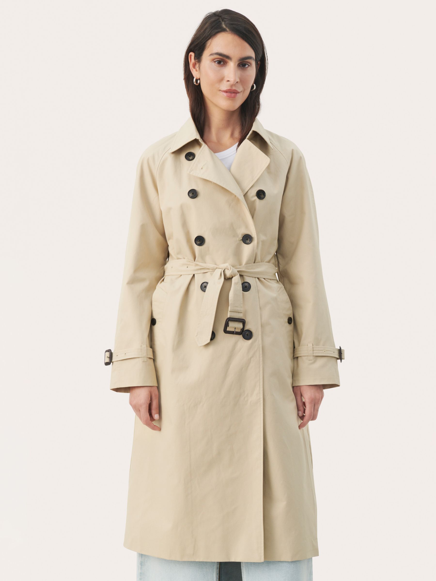 Part Two Hadia Double Breasted Trench Coat, Fields Of Rye, 8