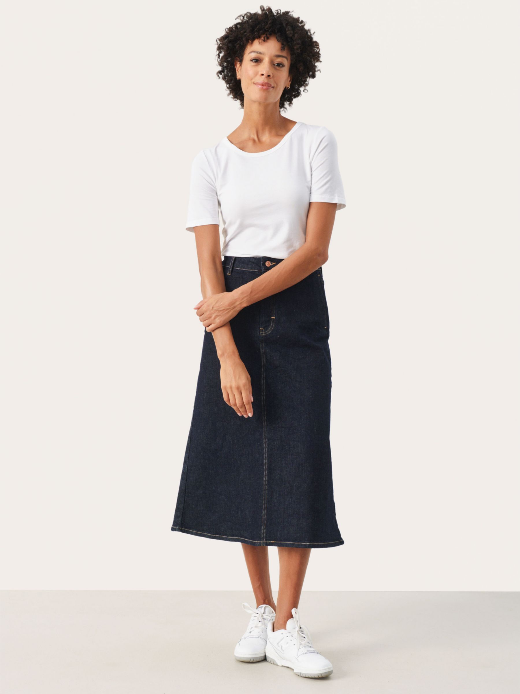 Part Two Frigge A-Line Denim Skirt, Dark Blue at John Lewis & Partners