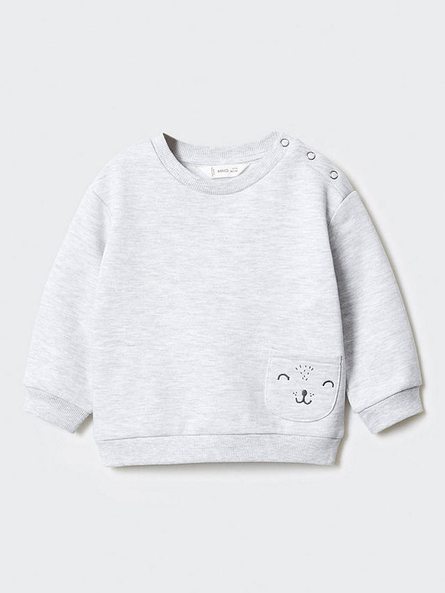 Mango Baby Polly Cat Cartoon Print Sweatshirt, Medium Grey