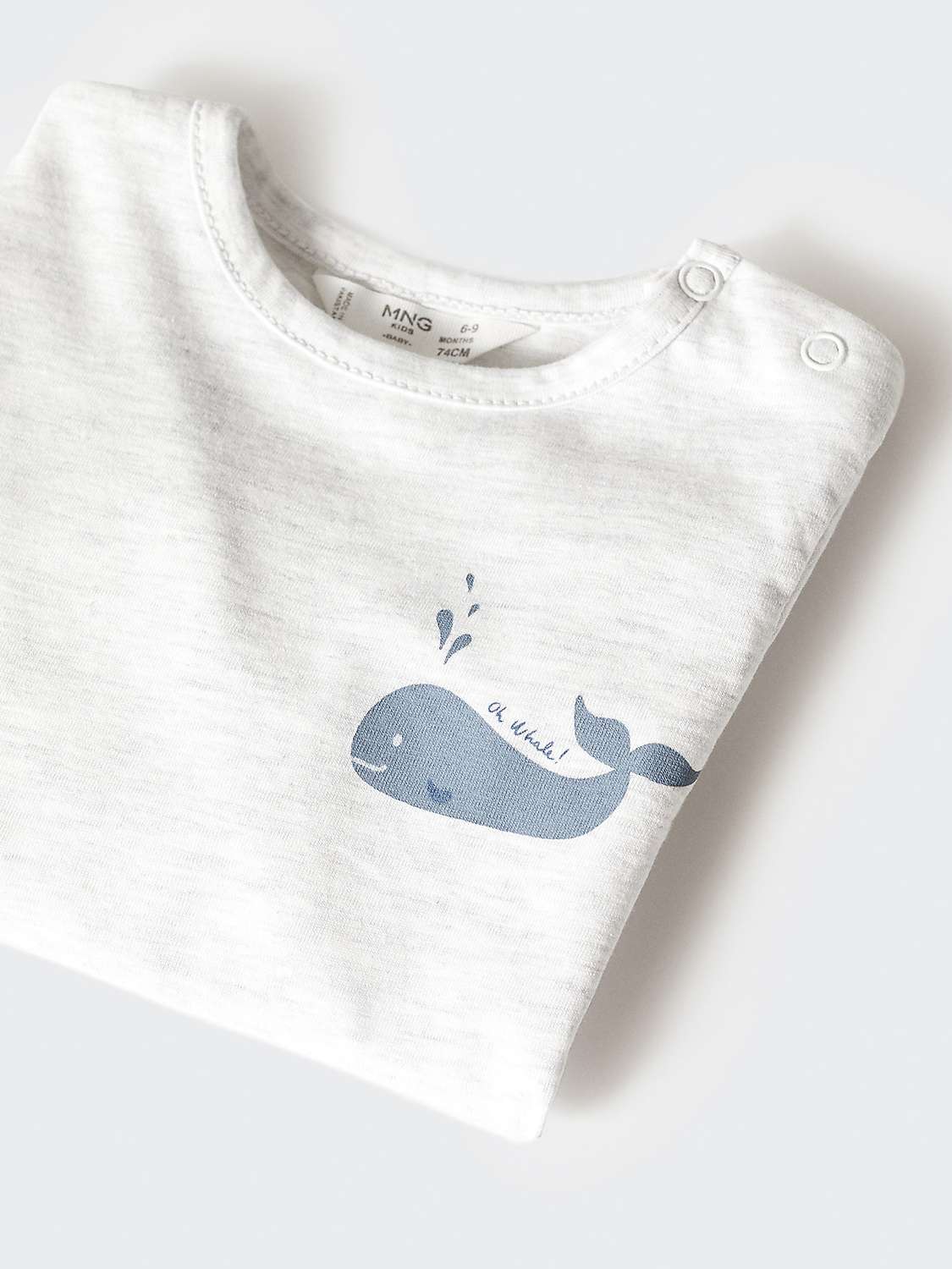 Buy Mango Baby Ocean Long Sleeve T-Shirt, Light Pastel Grey Online at johnlewis.com