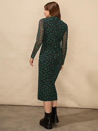 Ro&Zo Green Ditsy Print Mesh Midi Dress, Green/Multi