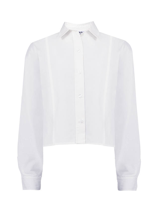 Ro&Zo Cropped Cotton Blend Shirt, White at John Lewis & Partners