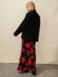 Ro&Zo Petite Rose Print Skirt, Black/Red