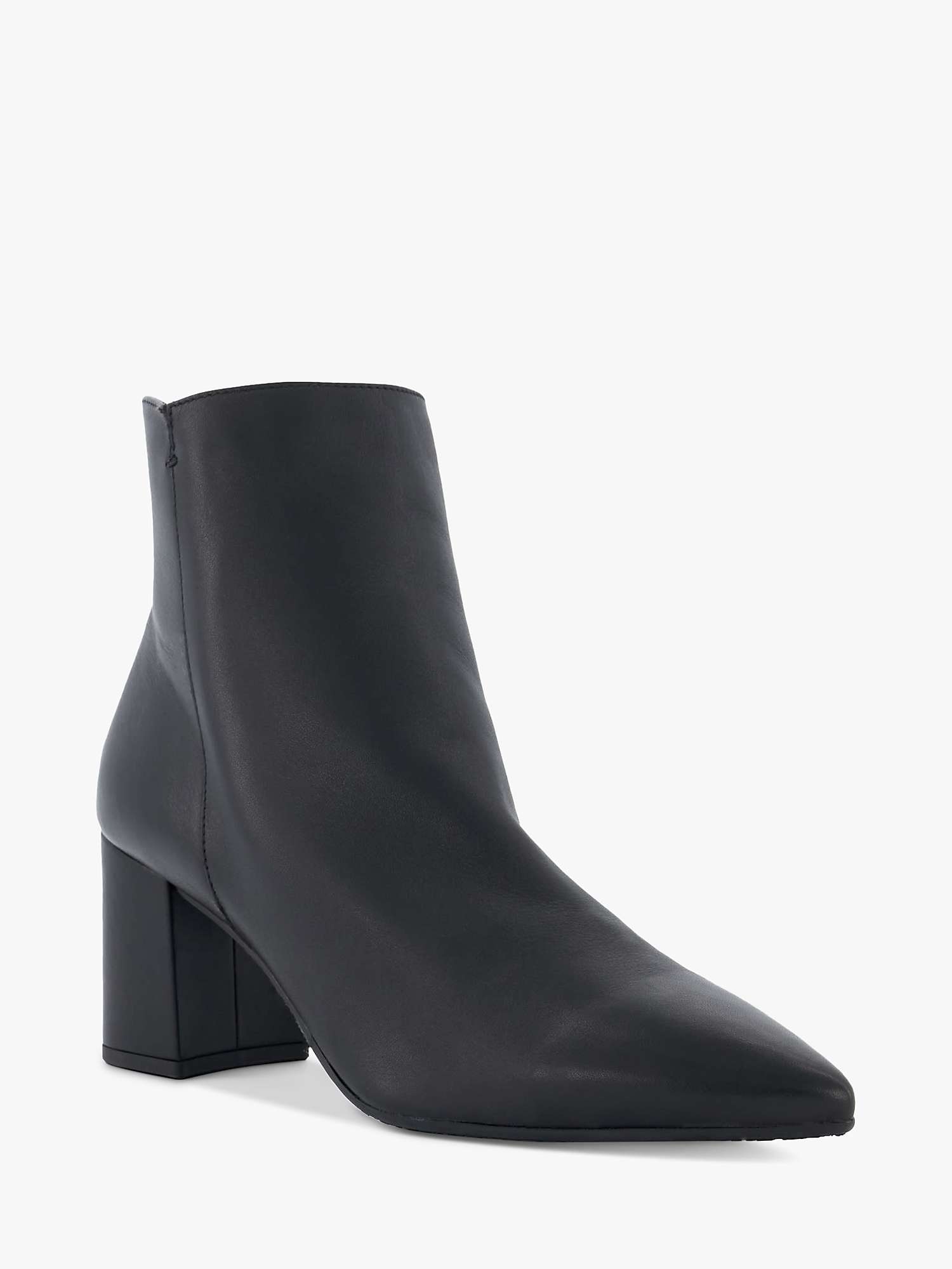Dune Olexa Pointed Leather Boots, Black at John Lewis & Partners