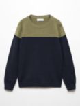 Mango Kids' Colour Block Knit Jumper, Navy