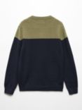 Mango Kids' Colour Block Knit Jumper, Navy