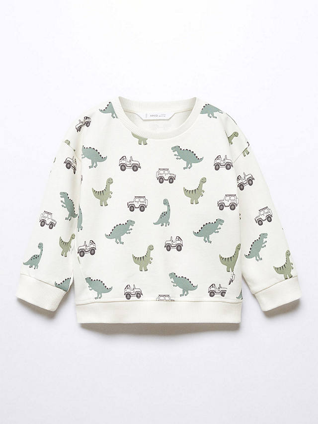 Mango Baby Dino Print Sweatshirt, Natural White