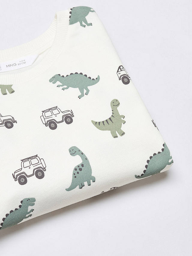 Mango Baby Dino Print Sweatshirt, Natural White