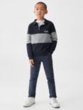 Mango Kids' League Polo Style Stripe Jumper, Navy/Grey