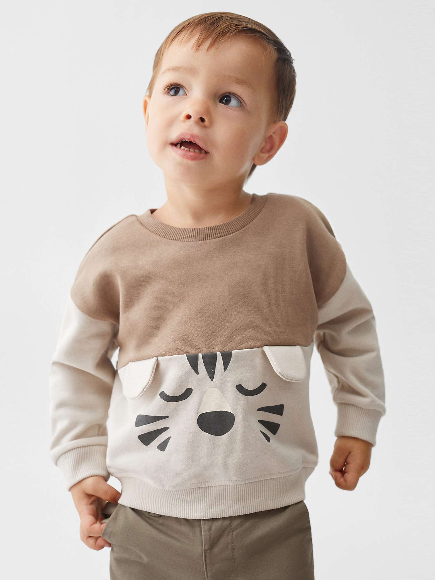 Buy Mango Baby Cartoon Animal Sweatshirt, Light Pastel Brown Online at johnlewis.com