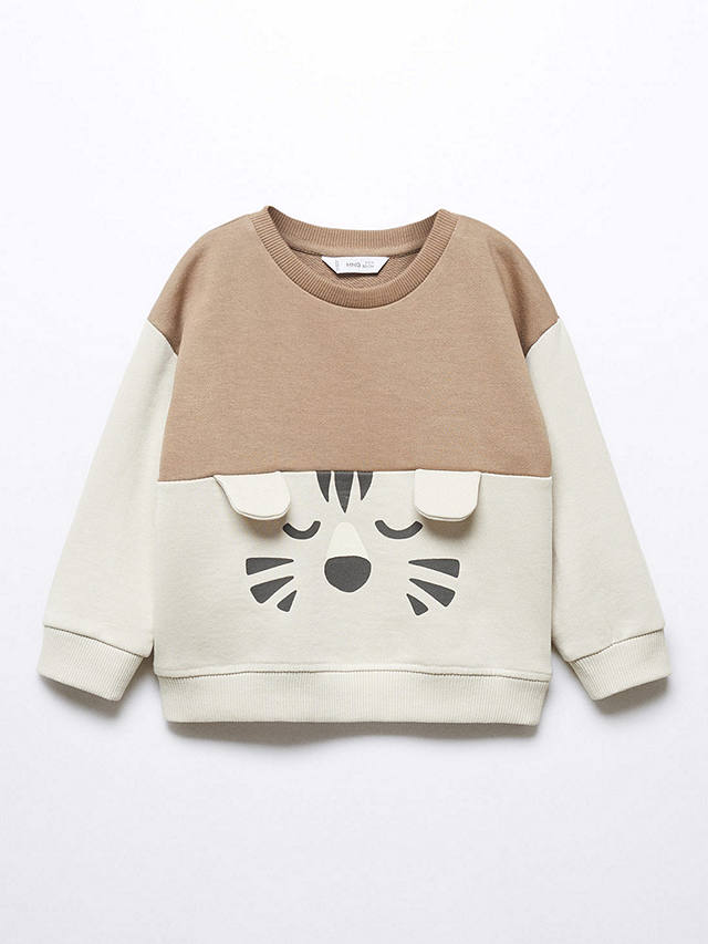 Mango Baby Cartoon Animal Sweatshirt, Light Pastel Brown