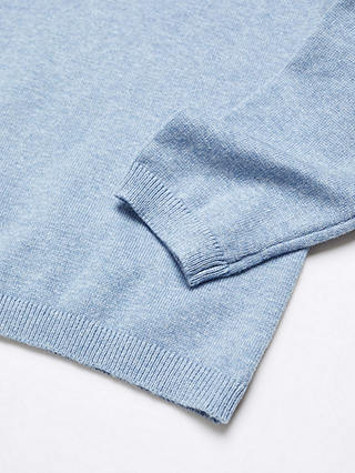 Mango Kids' Picob Fine Knit V-Neck Jumper, Pastel Blue