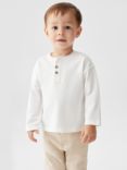 Mango Baby Henley Long Sleeve Cotton T-Shirt, Natural White