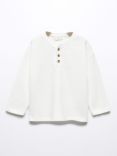 Mango Baby Henley Long Sleeve Cotton T-Shirt, Natural White