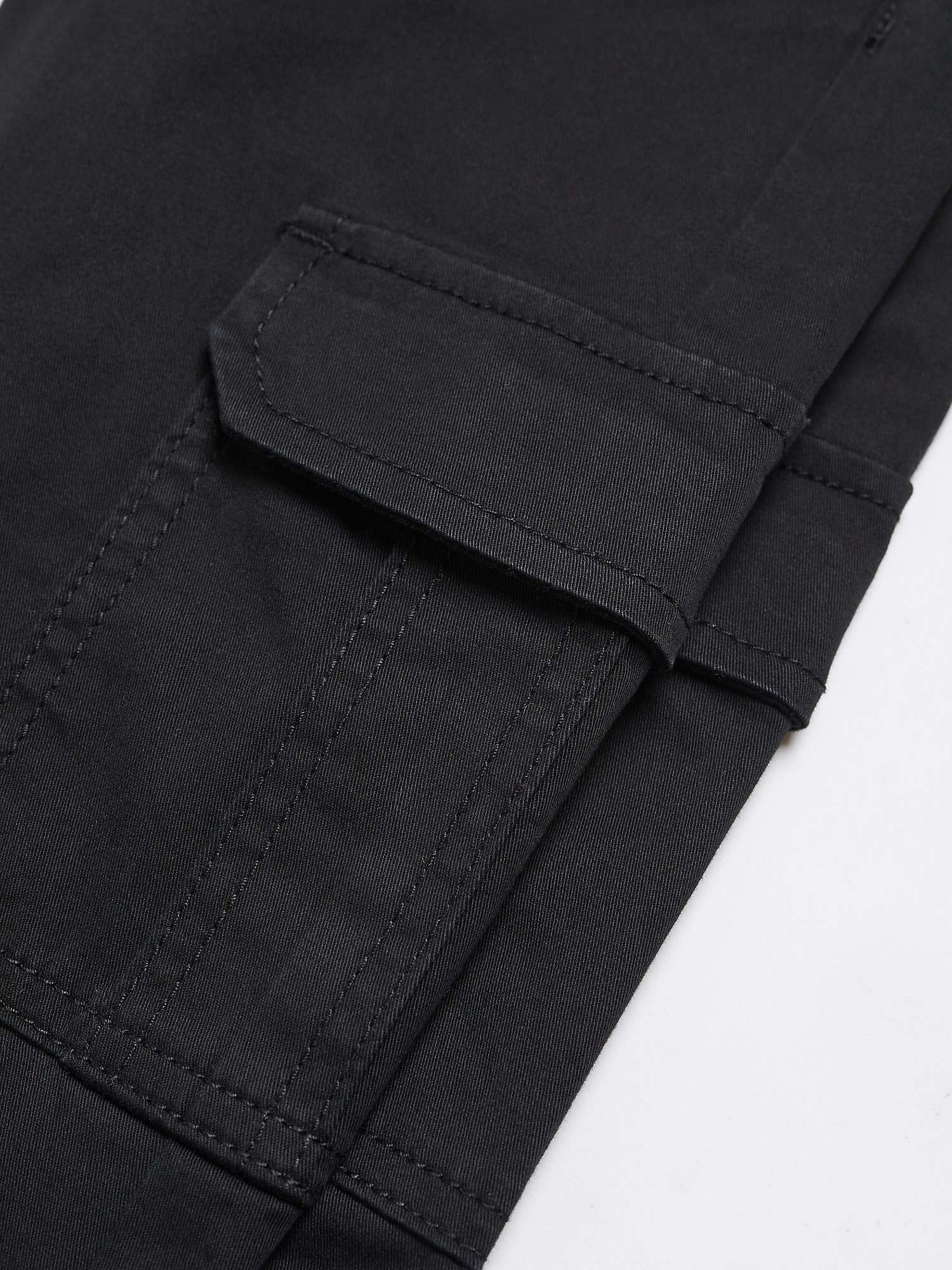 Mango Kids' Washed Cargo Trousers, Black at John Lewis & Partners