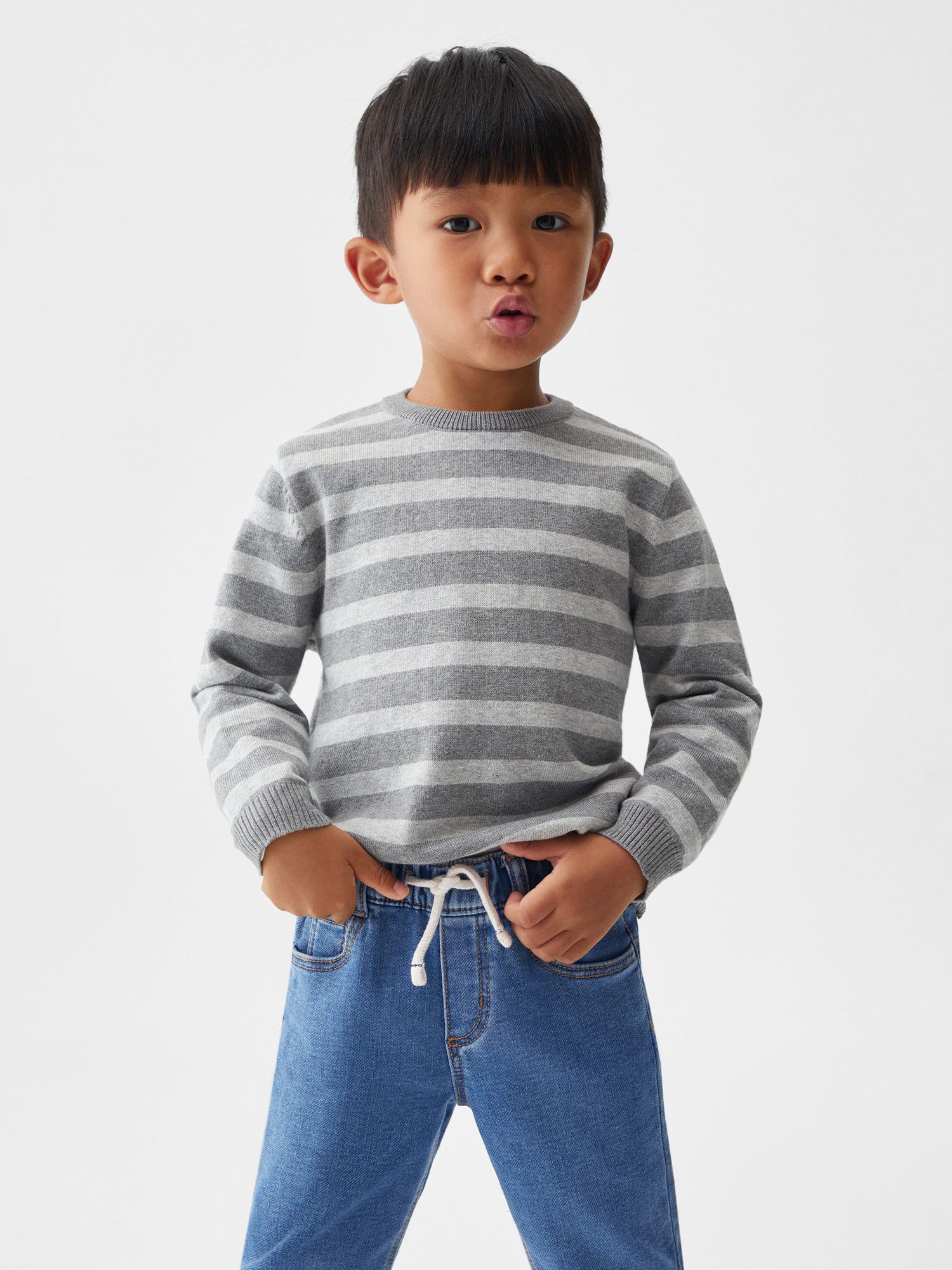 Mango Baby Pablo Drawstring Jeans, Blue at John Lewis & Partners